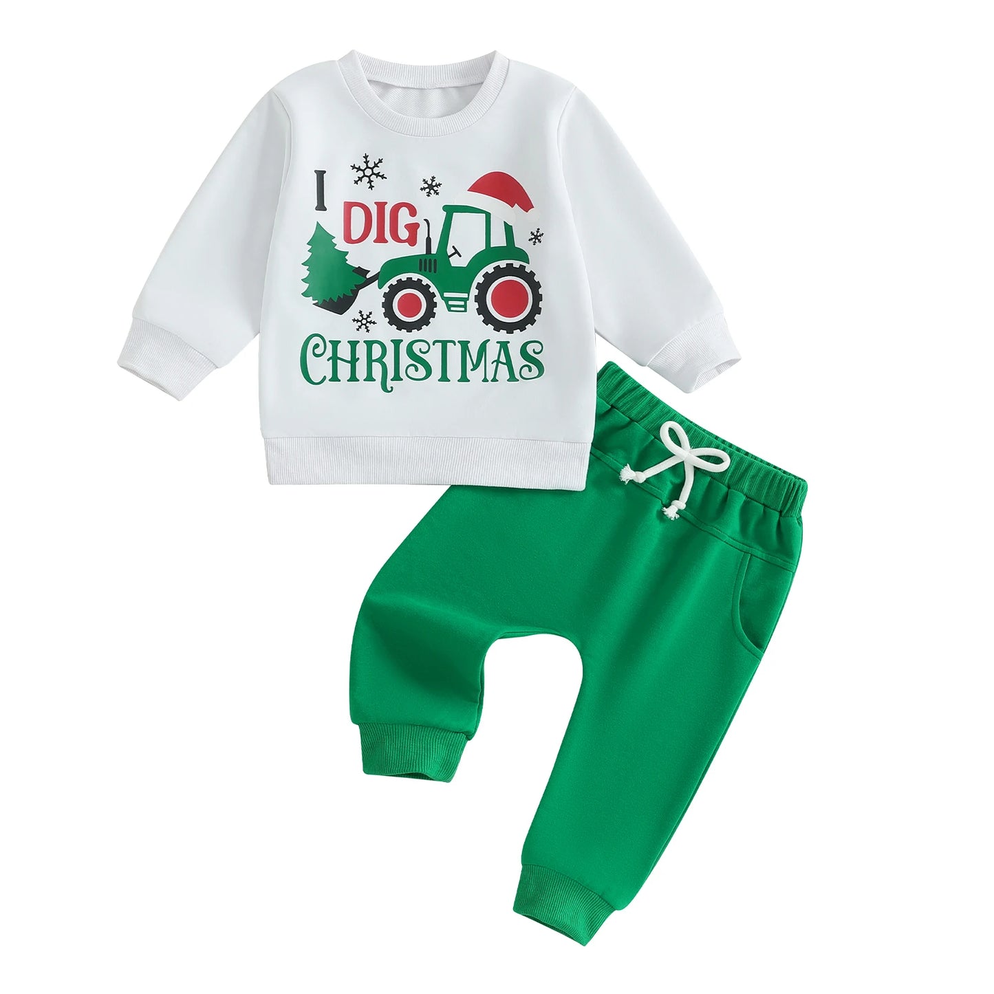 Infant Boys Winter Outfit Set with Reindeer and Snowflake Print Sweater and Pants 2 Piece Christmas Clothing