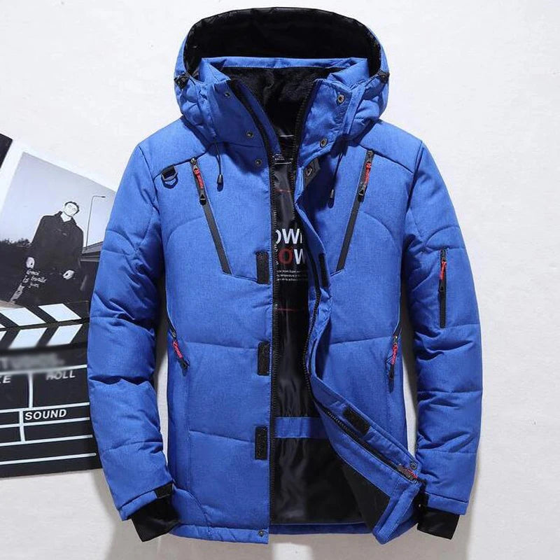 Down Jacket Male Winter Men White Duck Down Jacket Hooded Outdoor Thick Warm Padded Snow Coat Oversize M-4XL