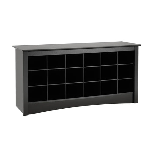 18 Pair Shoe Storage Cubbie Bench Indoor Entryway Organizer Durable Composite Wood Black Easy Assembly Utility Room
