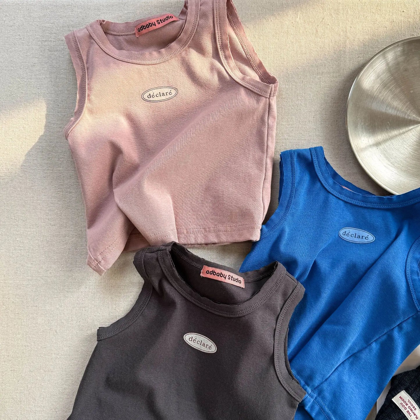 2025 Summer New Children Sleeveless T Shirts Boys Letter Print Vest Cotton Girls Thin Tee Baby Breathable Tops Kids Clothes