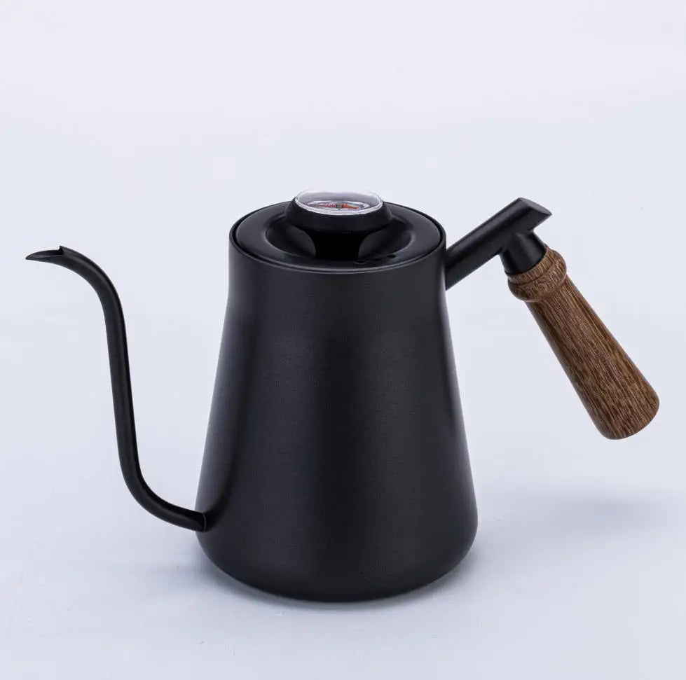 Hot Sale 304 Stainless Steel Brushed Jug Wood Handle Gooseneck Spout Coffee Kettle Drip Coffee Pour-over Pot For Home Use
