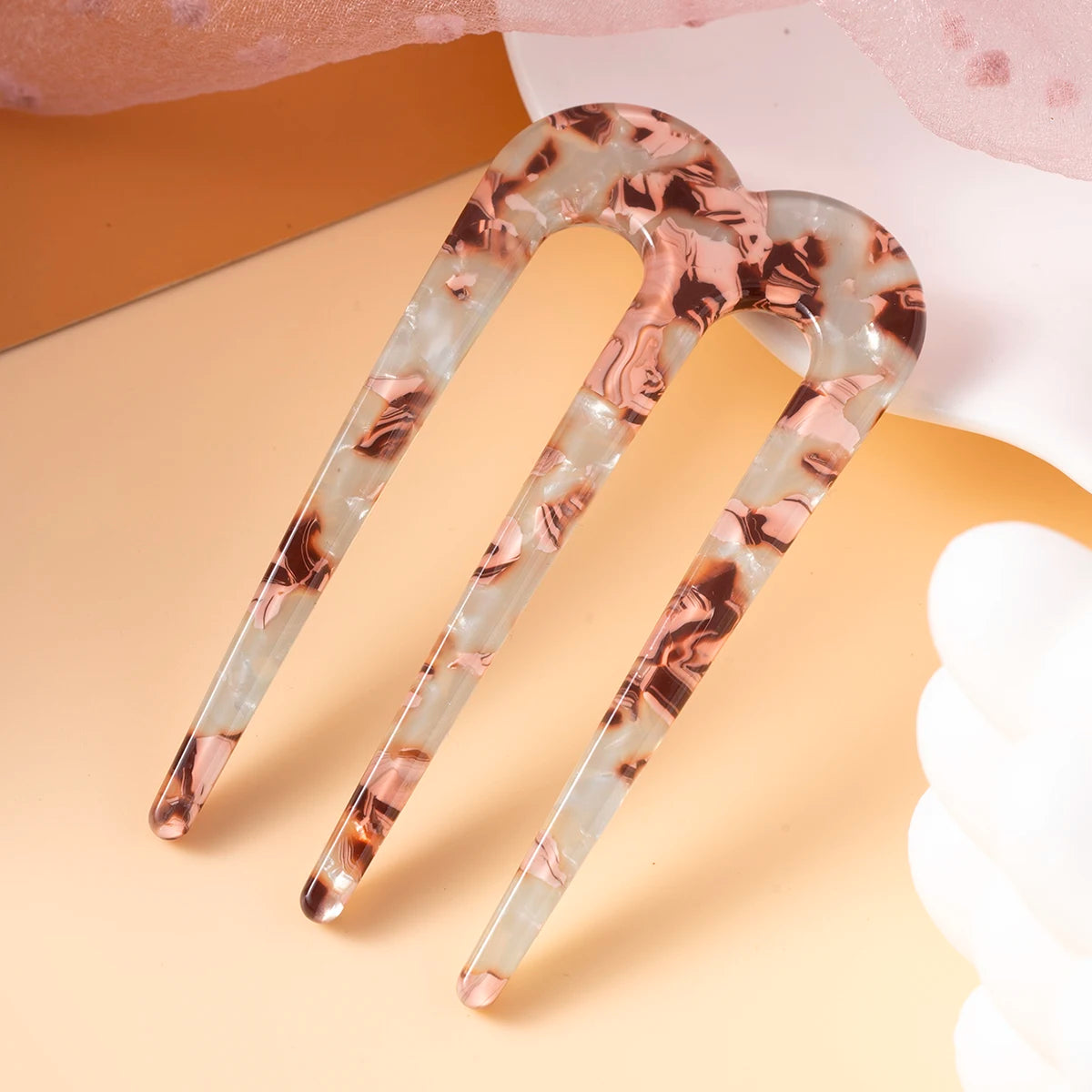 Acetic Acid Hair Forks Three Teeth Hair Sticks U-Shape Hair Comb Bun Hairpin Women Girls Hairstyle Hair Accessories Headband