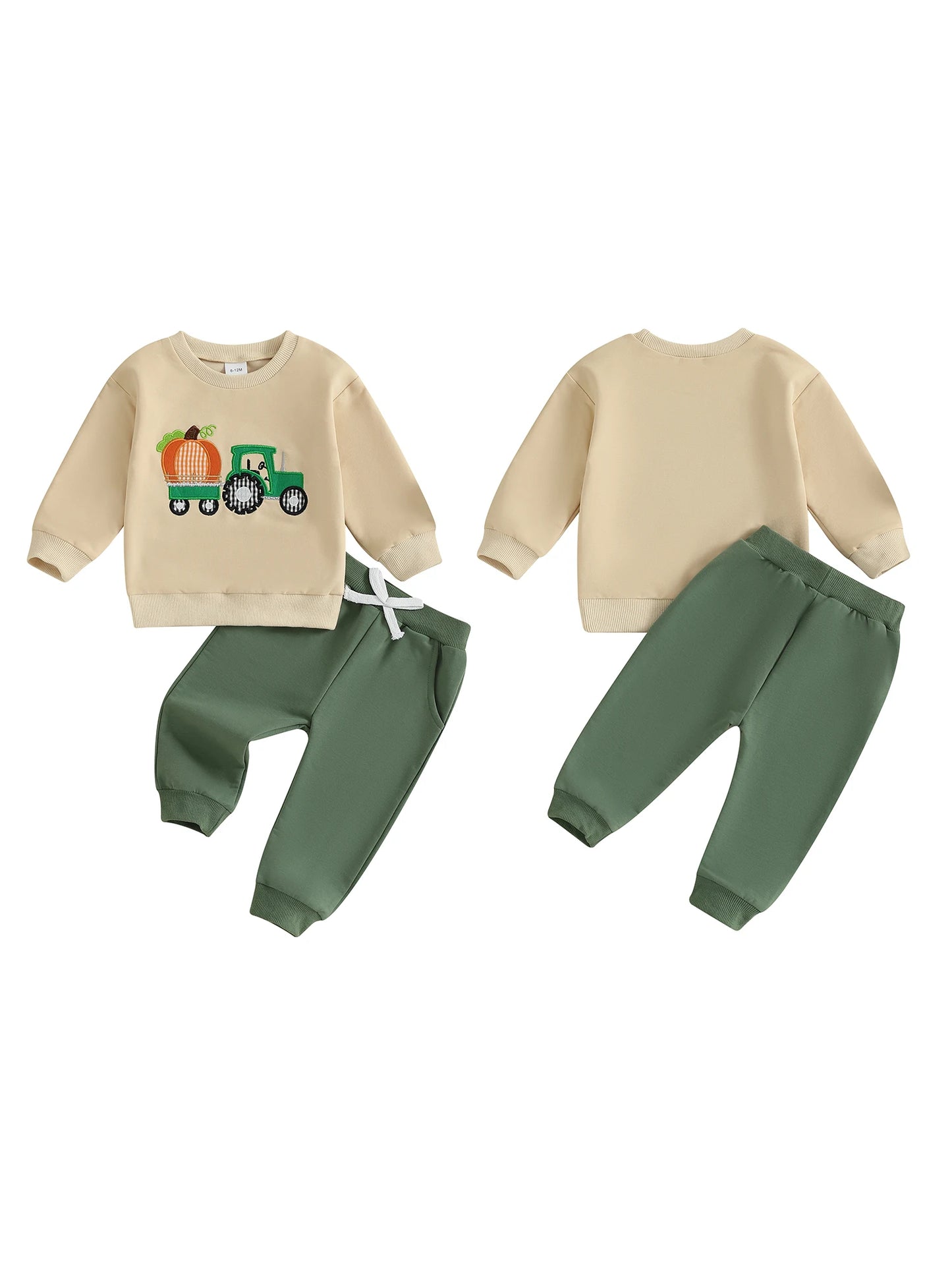 Toddler Girl Thanksgiving Outfit Turkey Pumpkin Embroidery Long Sleeve Shirt and Elastic Leggings 2 Piece Set for Fall