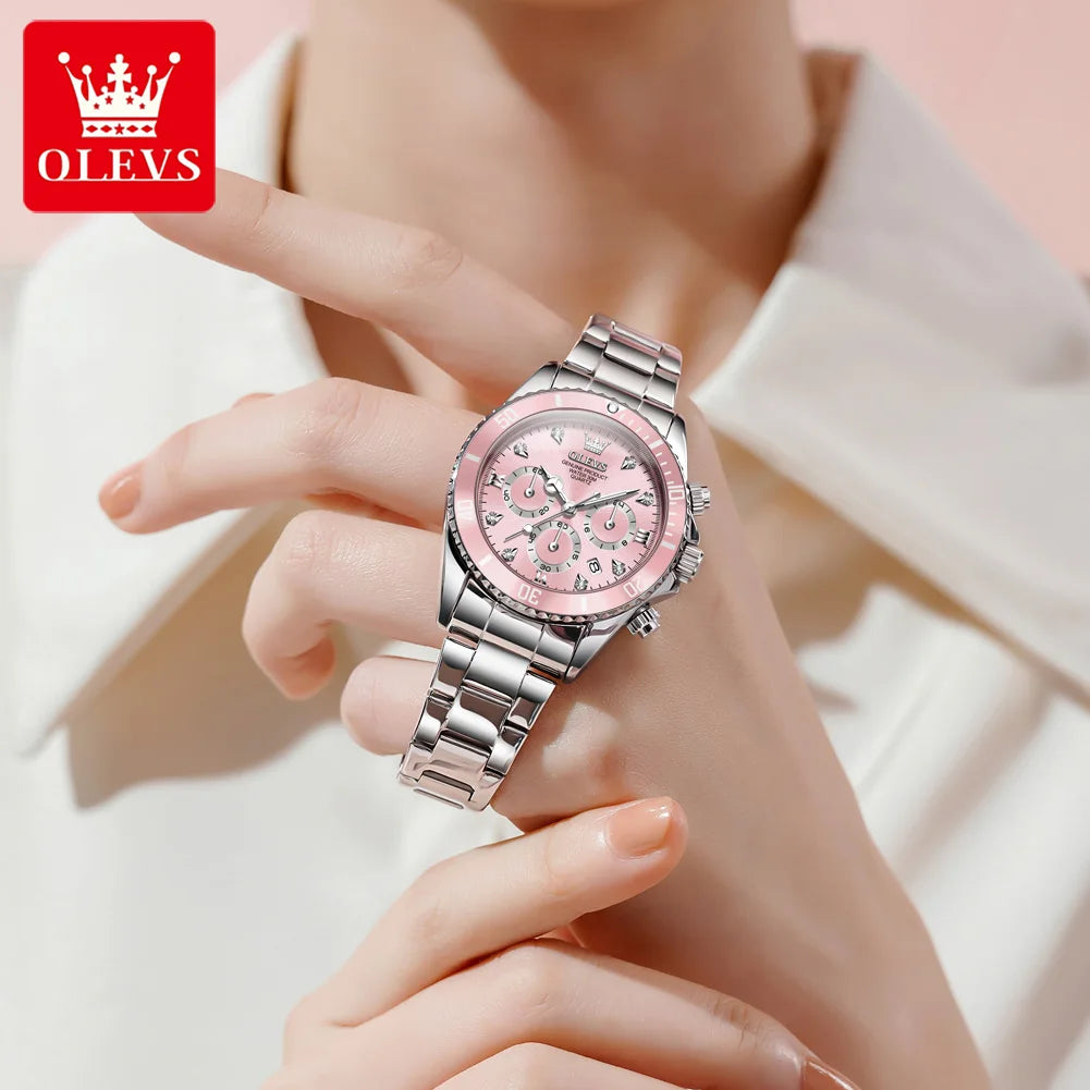 OLEVS Women Watch 5632 Elegant Original Quartz Watches Multifunctional Chronograph Watches For Women Set Bracelet Watch Reloj