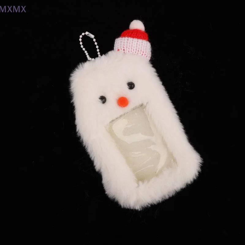Cute Cartoon Christmas Snowman Plush Photocard Case Photo Card Holder Portable INS Card Case Students Photos Protective Cover