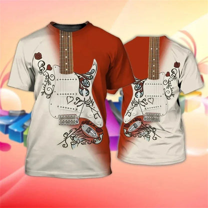 1 Piece Custom Your Picture Music Tshirts Guitar Pattern 3D Print T-Shirt Men Women Fashion  Tops Kids Boys Tees Male Clothing R