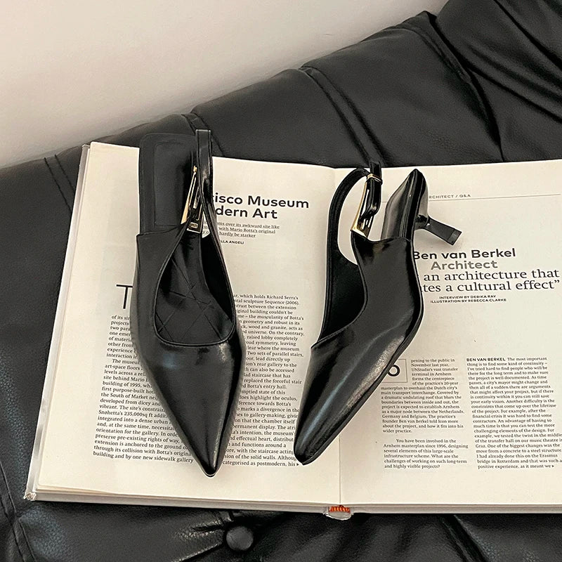 New Pointed Toe Women Sandals Fashion Buckle Singbacks Shoes Eelgant Outdoor High Heel Sandalias Shoes