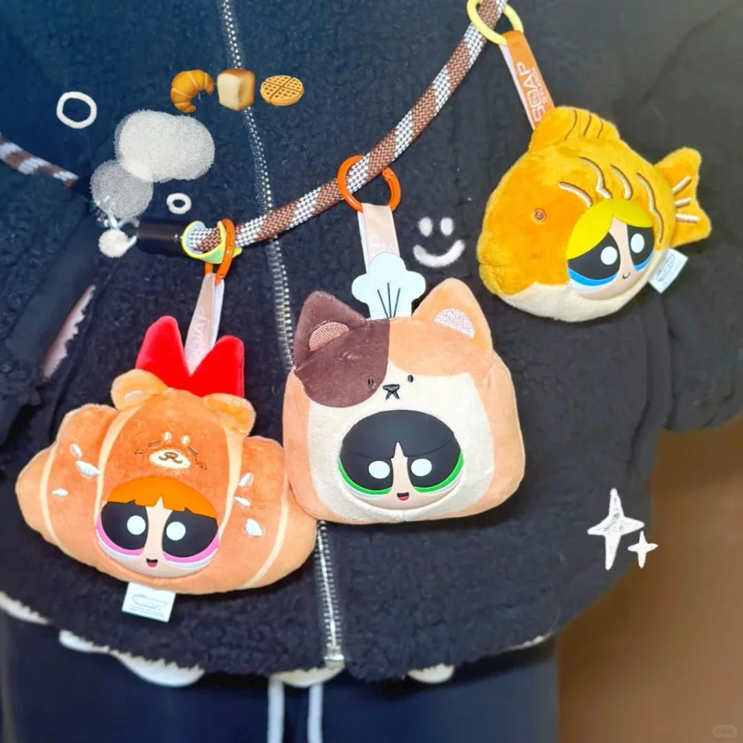 New Hot Sale Powerpuff Girls Police Bread Workshop Blind Box Plush Pendant Flower Bubble Hair Pendant Gifts Toys