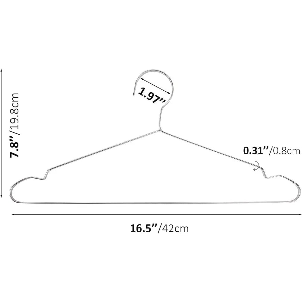 16.5" heavy duty extra wide stainless steel coats hangers, strong durable metal hanger for heavy garments, sturdy metal rack for