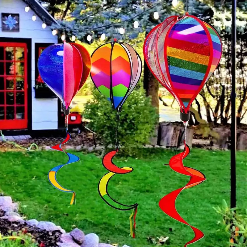 Hot Air Balloon Wind Spinners 3X Air Balloon Wind Spinner Outdoor Decoration Windsock Ornament For Holiday Garden Patio Wedding