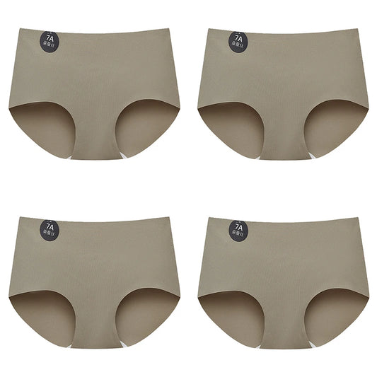 FalllSweet 4PCS Seamless Panties for Woman Ice Silk Underwear Soft Thin Briefs Women's Underpants Fashion Sexy Female Lingerie