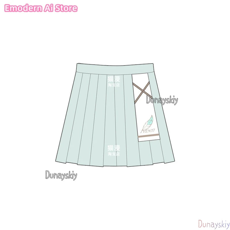 Anime Genshin Impact Cosplay Venti Women jiakei Dress Costumes Loose Jacket Coat Hoodie Short Sleeved Skirt Set Disguise Outfit