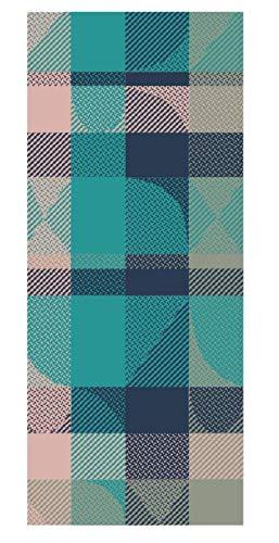 Alpaca wool and silk blue checkered shawl