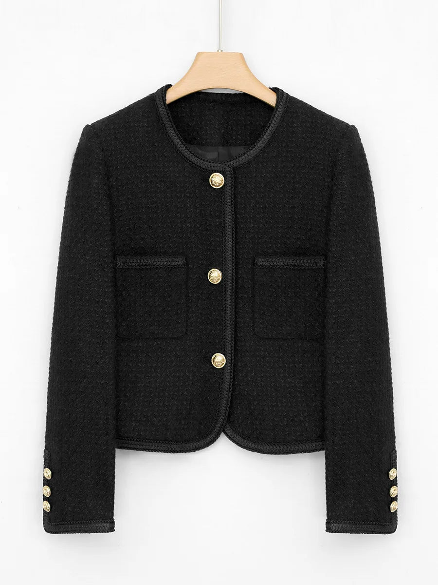 Black Fragrant Short Jacket Spring/Autumn/Winter Women's Casual Top Women's Fashion Celebrity Classic Coat