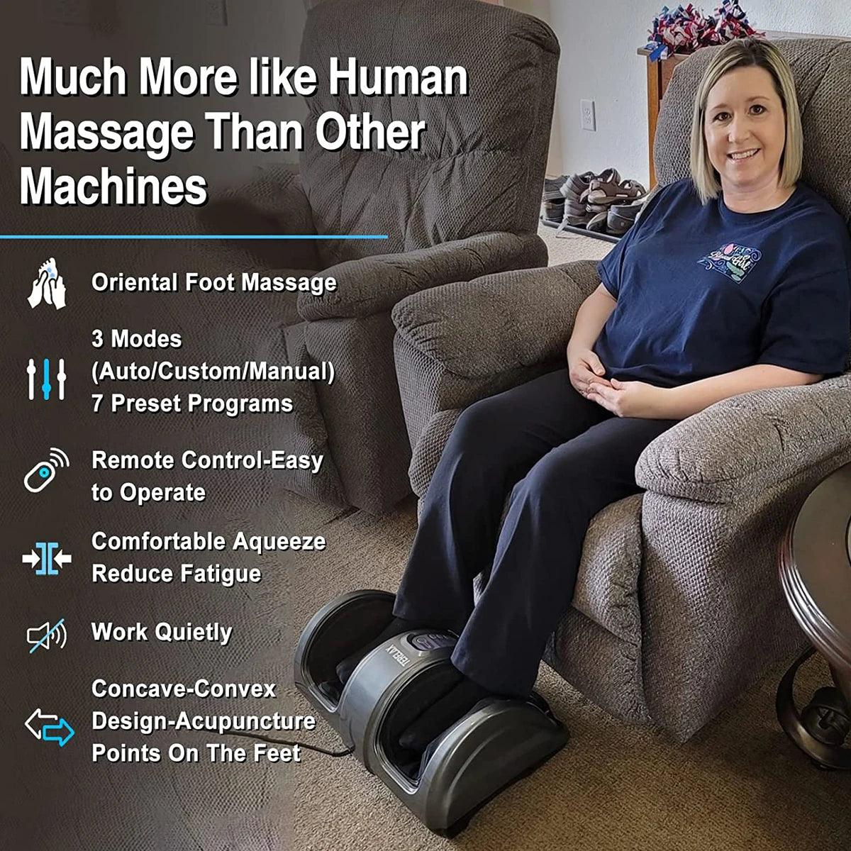 Electric Shiatsu Vibration Foot Massager with Roller Therapy Health Care Remote control Improve Blood Circulation