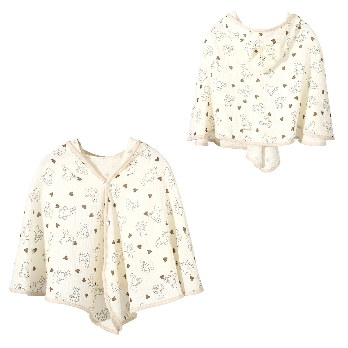 Infant Cute Printed Soft Bath Towel Hooded Cape Bathrobe Baby Swaddle Blanket Bathroom Beach Pool Cloak Summer Sunscreen Shawl