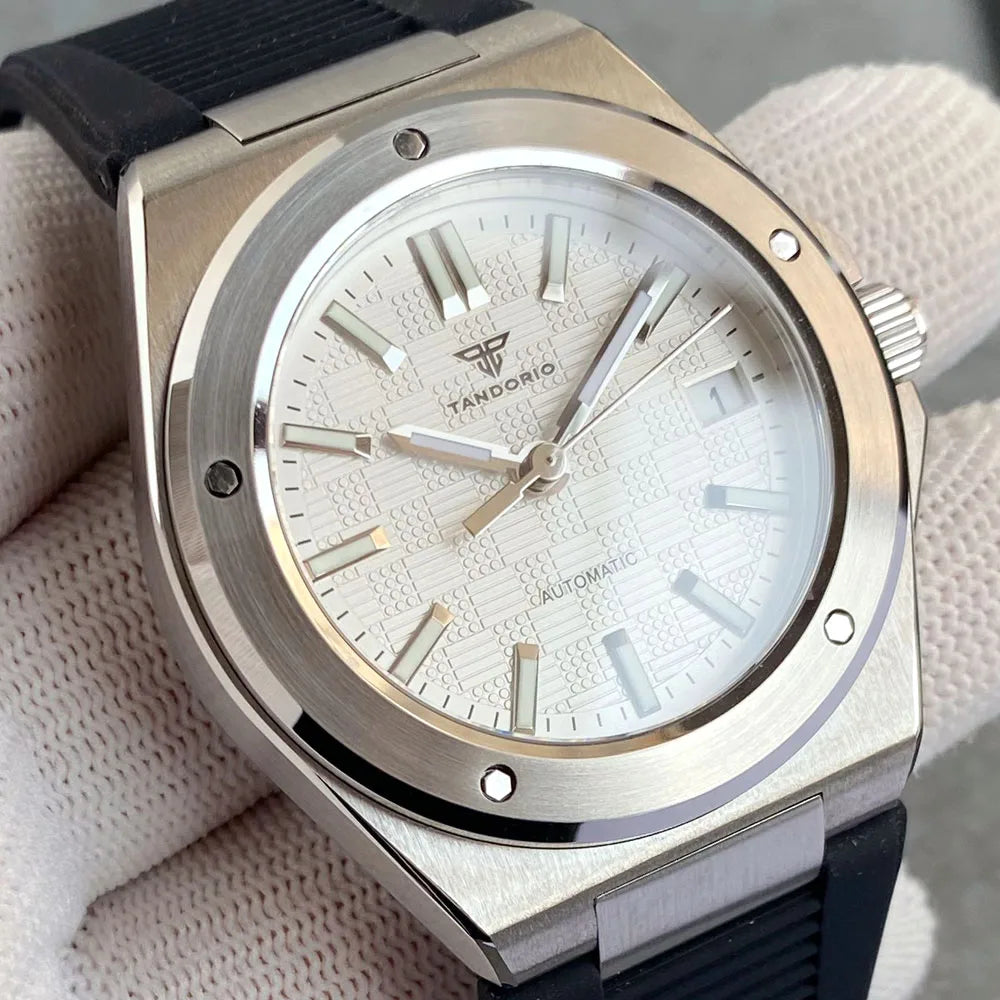 Custom New Silver 40mm Round Bezel White Dress Luxury Men Sapphire Mechanical Watch 100m Waterproof Japan NH35A Men Watches