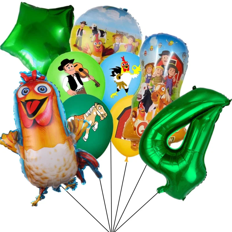 Chicken Dairy Farm Chick Tractor Ballons Happy Birthday Kids Party Animal Pet Dream Rangeland La Granja Zenon Party Decoration