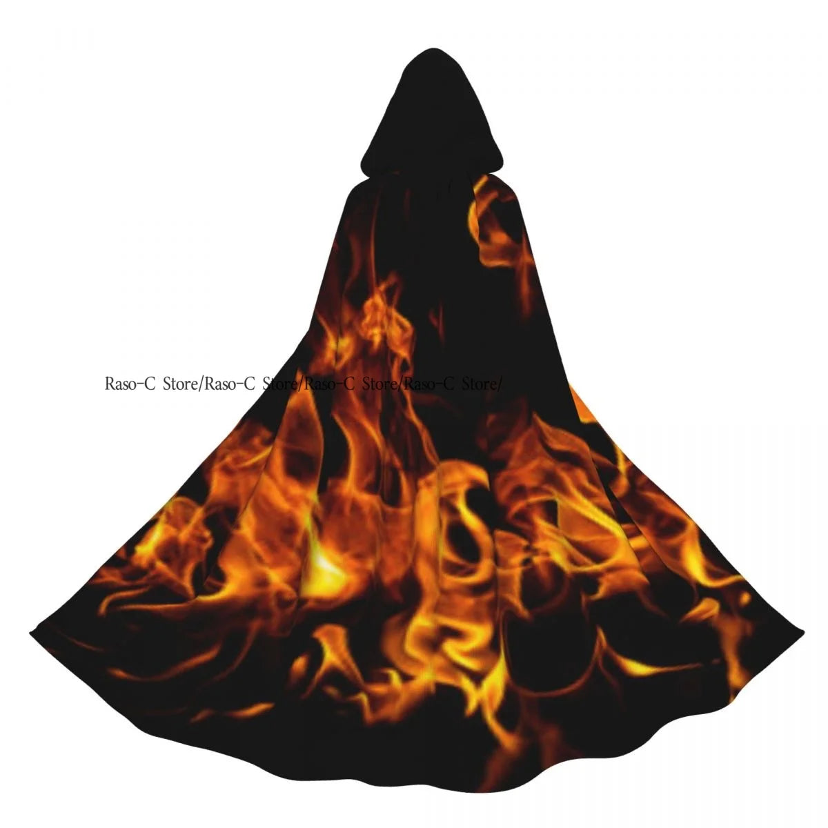 Long Cape Cloak Firestorm Texture Hooded Cloak Coat Autumn Hoodies