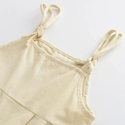 Bear Leader Cute Baby Girl Clothes Summer Sleeveless Embroidered Flower Suspender Jumpsuit Basic Simple Children's Clothing