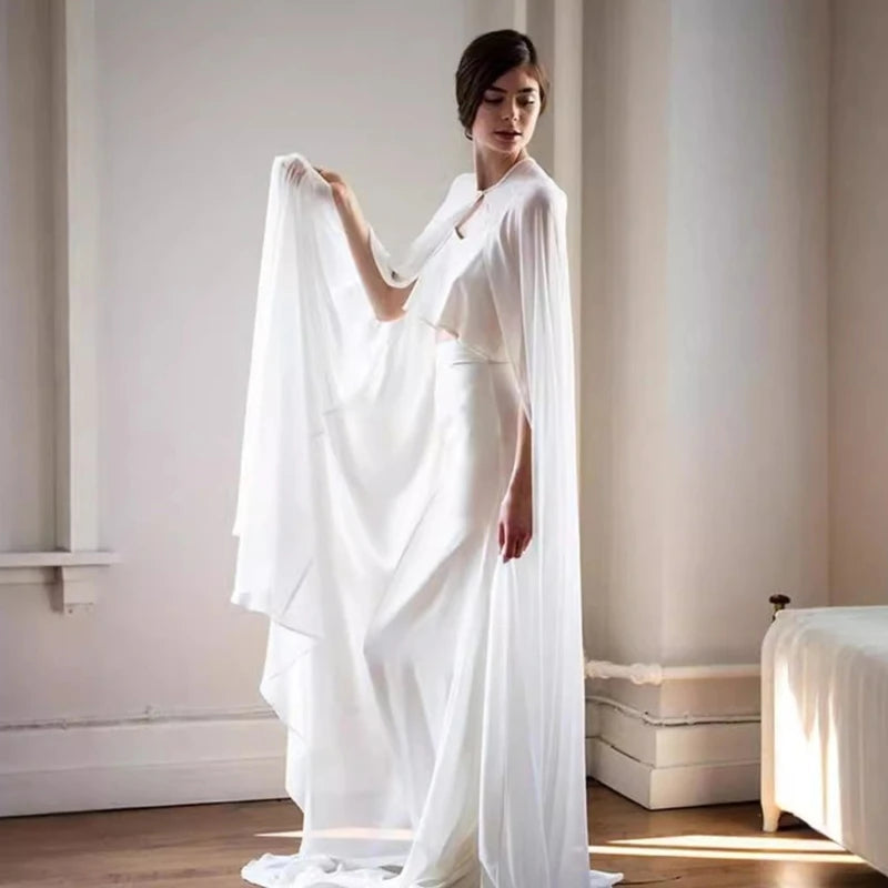 E15F Bridal Wraps Cathedral Length Wedding Cloak Halloween Cosplay Costume for Anime Show Bridal Wedding Capes Shawl