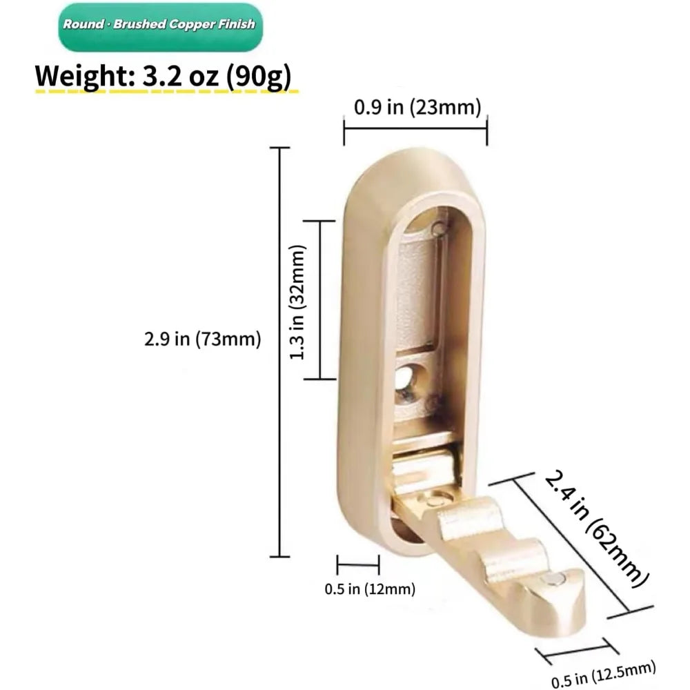 4 pack gold folding wall hooks - heavy duty 40lbs foldable coat hooks for bathroom, closet & entryway | decorative zinc alloy to