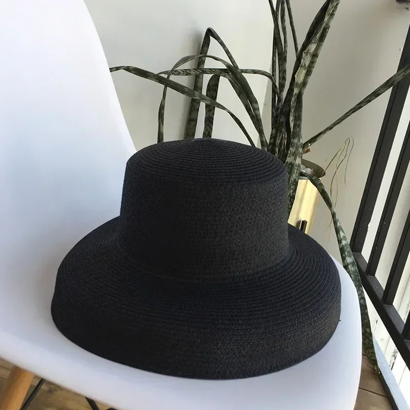 2025 New Audrey Hepburn straw hat sunken modelling tool bell-shaped big brim hat vintage high pretend bility tourist beach ★ ★ ★