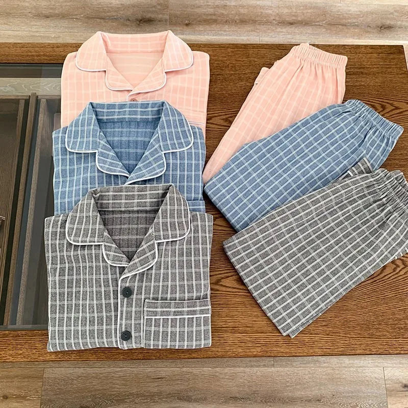 Baby Girl Boy Plaid Pajamas Set Toddler Teens Child Sleepwear Solid Kids Home Suit Spring Autumn Winter Baby Clothes 3-14Y