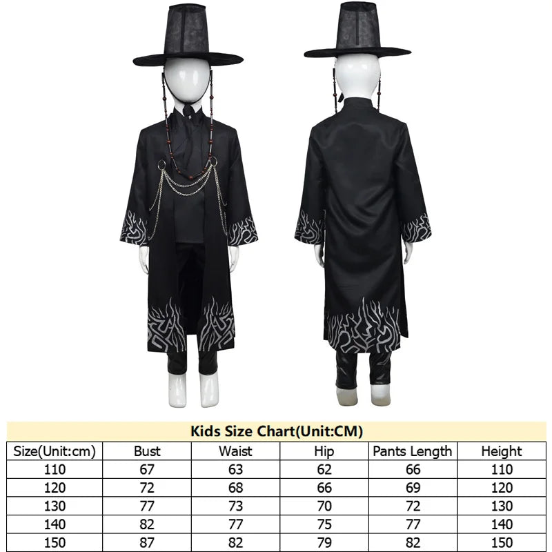 Kids Jinu Cosplay Costume Saja Boys Demon TV Hunters Roleplay Children Coat Pants Hat Outfits Halloween Carnival Party Suit