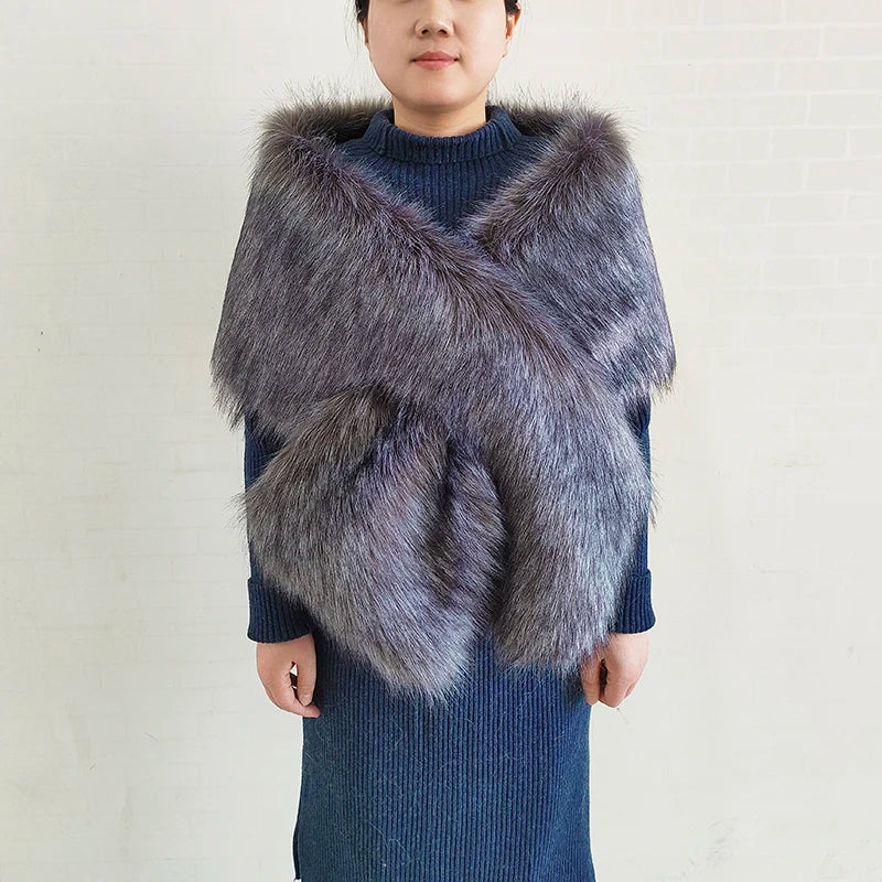 Faux Fur Wedding Shawl Woman Party Bride Cape Cloak Autumn Winter Banquet Stage Dress Scarf Bridal Wrap Bolero Accessory Stock