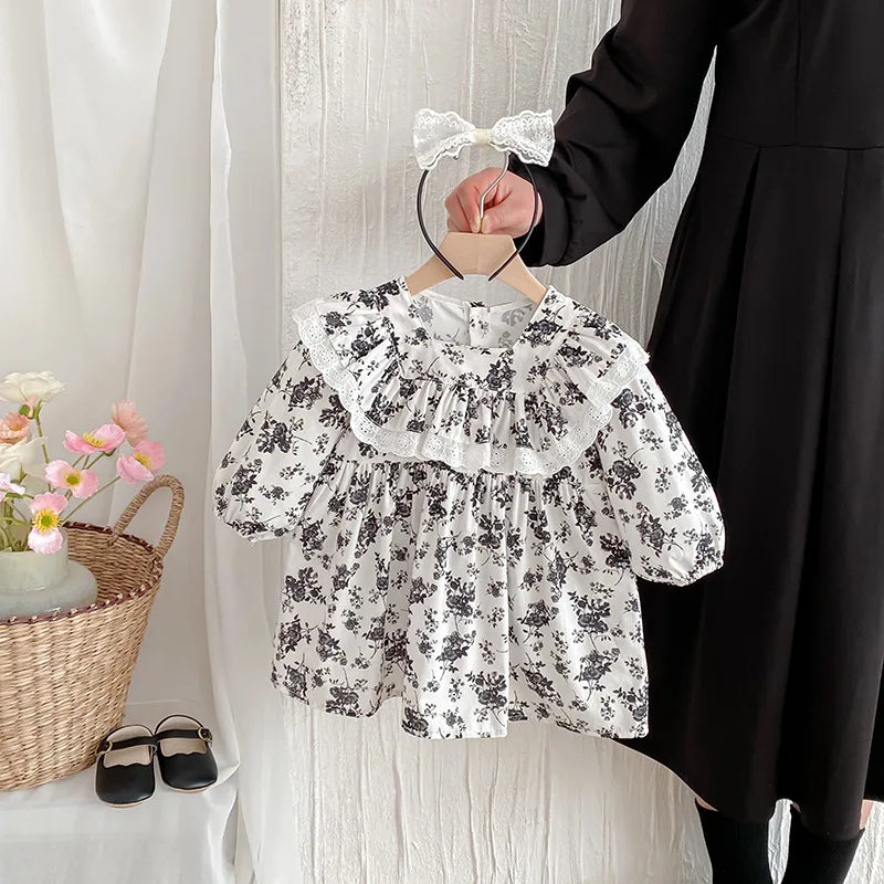 Little Sister Big Sister Matching Floral Print Outfit Cotton Twins Baby Cute Clothes Infant Flower Bodysuit Kids Girls Dresses