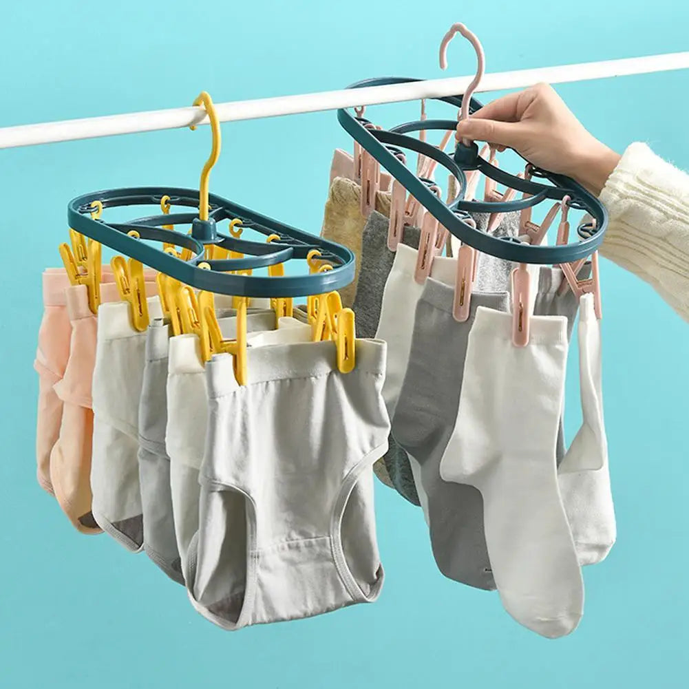 Household Plastic Clothes Drying Rack 12-clip Plastic Socks Hanger, Underwear Clothes Drying Rack, Clothes Rack For Baby