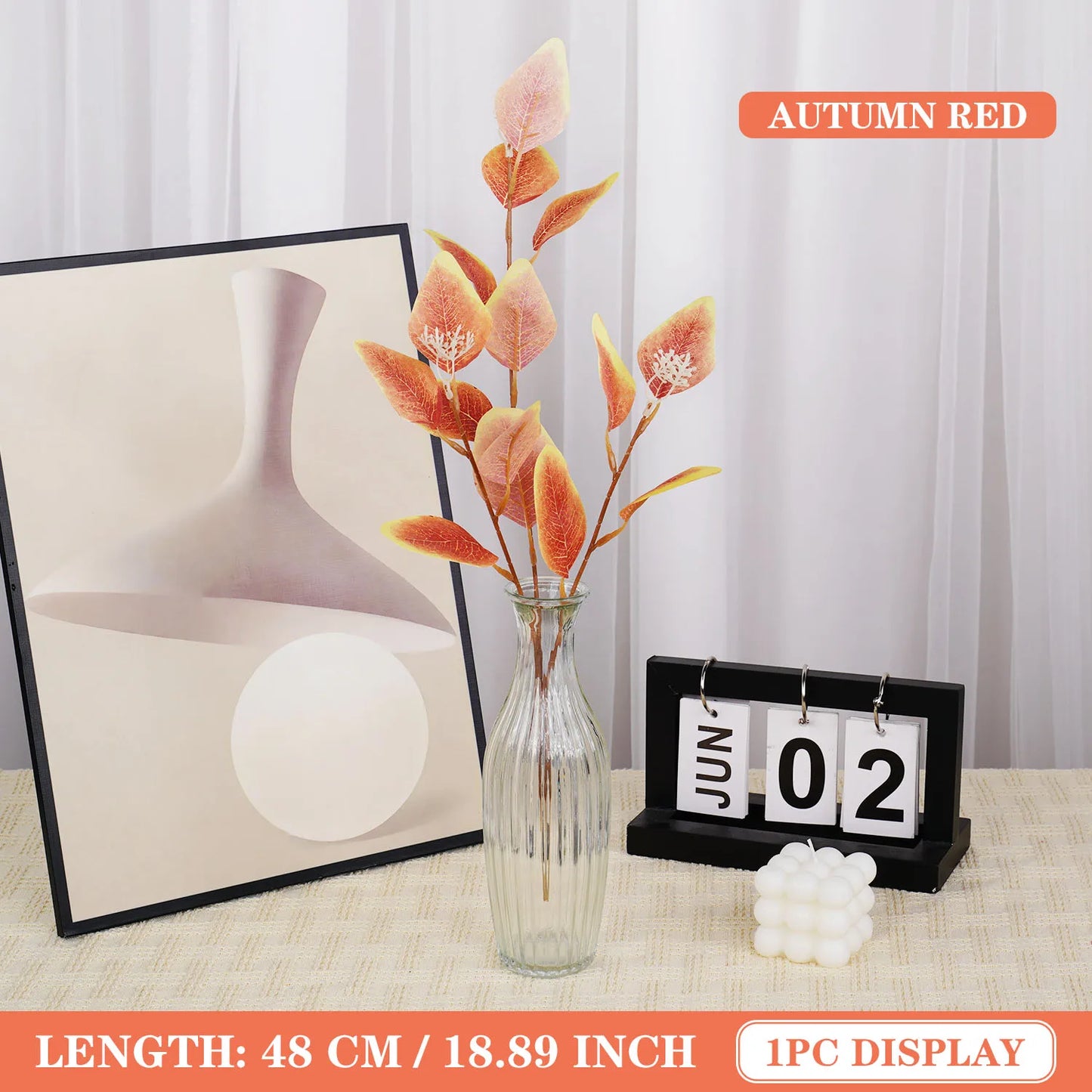 Autumn Artificial Plant Faux Leaves Eucalyptus Long Branch Home Wedding Decoration Silk Flowers Fake Plants Diy Table Decoration