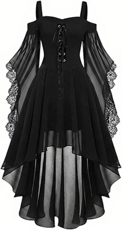Costumes Witch Dress Women 2026 Halloween Woman Adults Medieval Vampire Butterfly Sleeve Mesh Gothic Outfits Carnival Dress Up