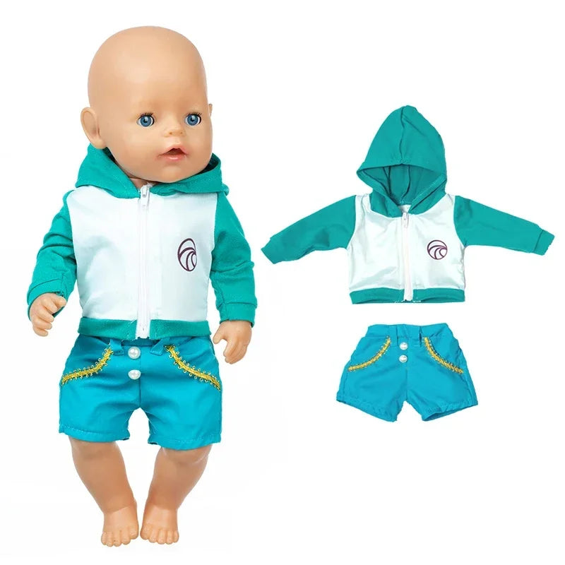 Baby New Born Doll Clothes Coat Hooded Sweater for 17 Inch Doll Jacket Toys Doll Wears