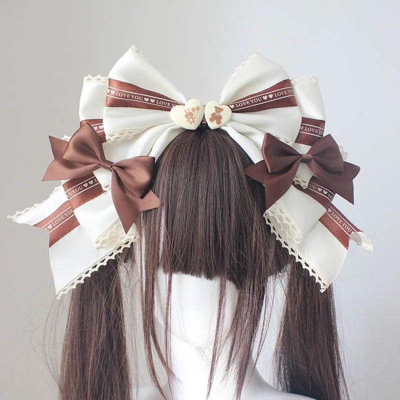 Spring Summer Cute Sweet Hair Clips for Women Bow Headwear Thin Lolita Ladies Hair Clips KC Hair Bow Lolita Korean Accessories