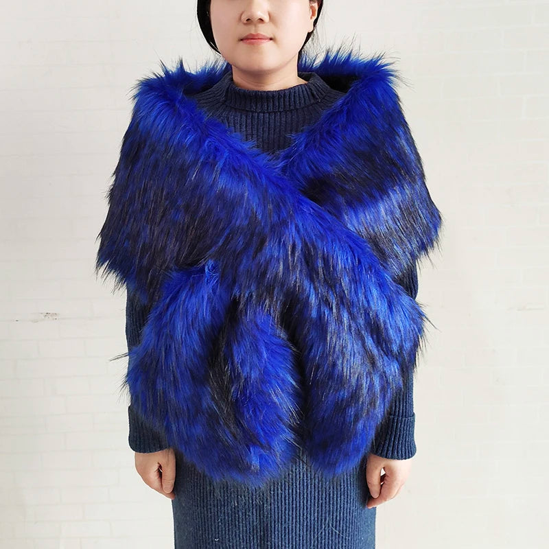 Faux Fur Wedding Shawl Woman Party Bride Cape Cloak Autumn Winter Banquet Stage Dress Scarf Bridal Wrap Bolero Accessory Stock