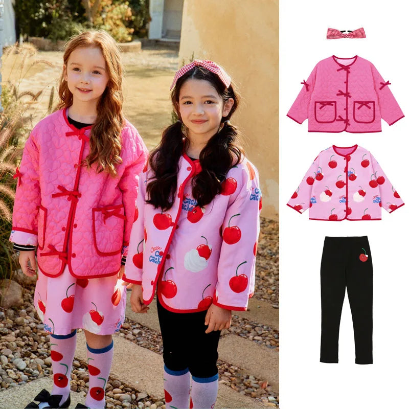 Korean Children's  Sweatshirts Clothings 2025 New Spring Summer Baby Girls Outwear Jacket Coat Leggings Sweater Dress Clothes