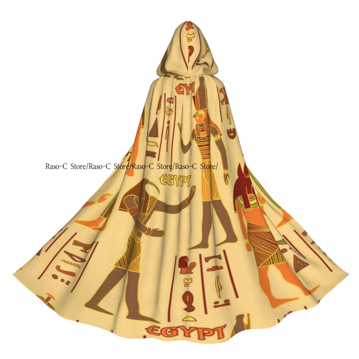 Unisex Adult Woman With Flower Egyptian Pattern Cloak with Hood Long Witch Costume Cosplay