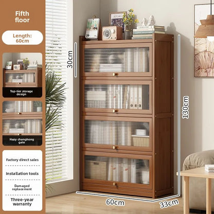 Multi-functional BambooBookcase LargeCapacity Wooden Bookshelf Storage Cabinet Display Rack Home Furniture for Living RoomOffice