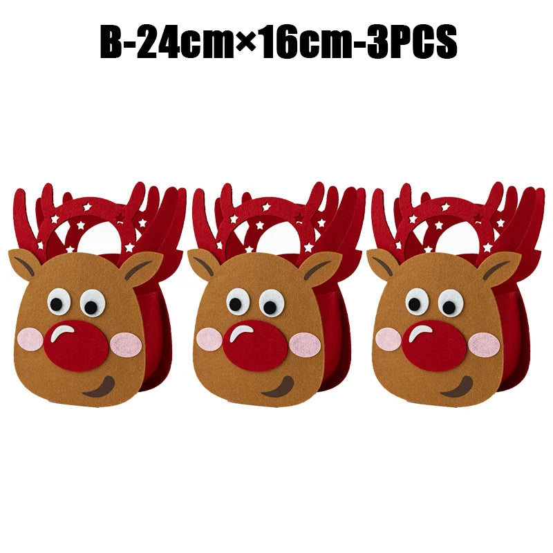 2024 New Christmas gift bag creative felt cloth children's candy gift bag Christmas Eve portable apple bag