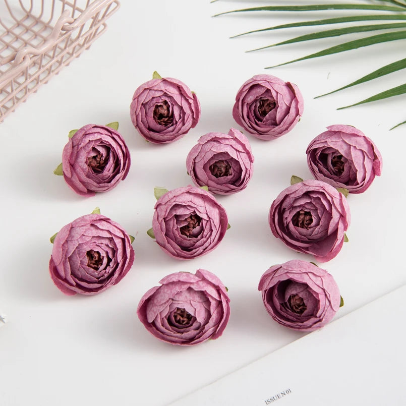 50/100PCS Artificial Flowers Silk Tea Roses Bud Diy Gifts Candy Box Christmas Decorations for Home Garden Wedding Accessories