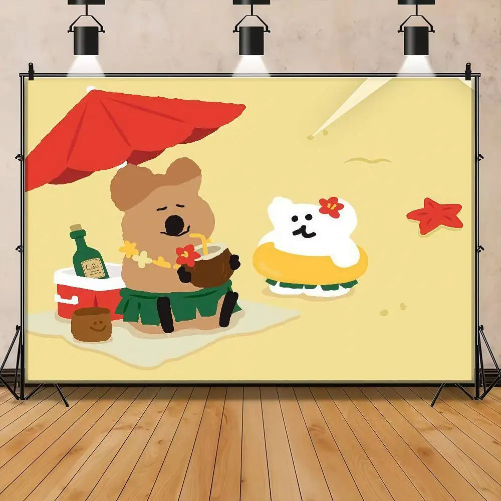 Cute Dinotaeng Bear Photography Backgrounds For Kids Birthday Party Children Portrait Photo Backdrops