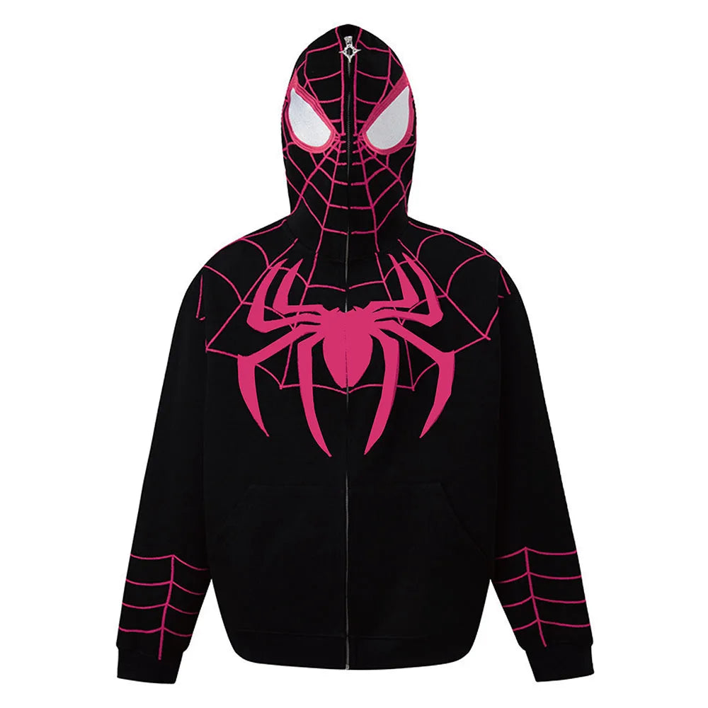 Spiderman Full Zip Up Hoodies 3D Print Superhero Men Women Avengers Cosplay Costume Y2k Gothic Hooded Sweatshirt Jackets