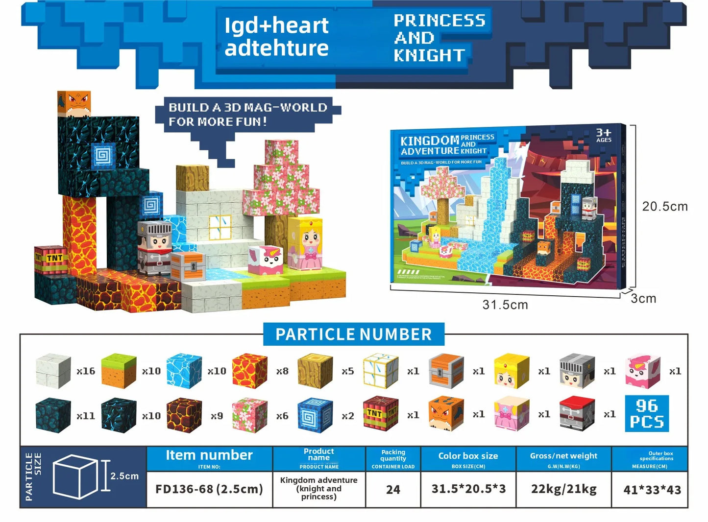 Mine Cube World Magnetic Building Blocks Magnet Set for Boys kids Magnetic Construction Set Stem Sensory Toys for Children Gifts