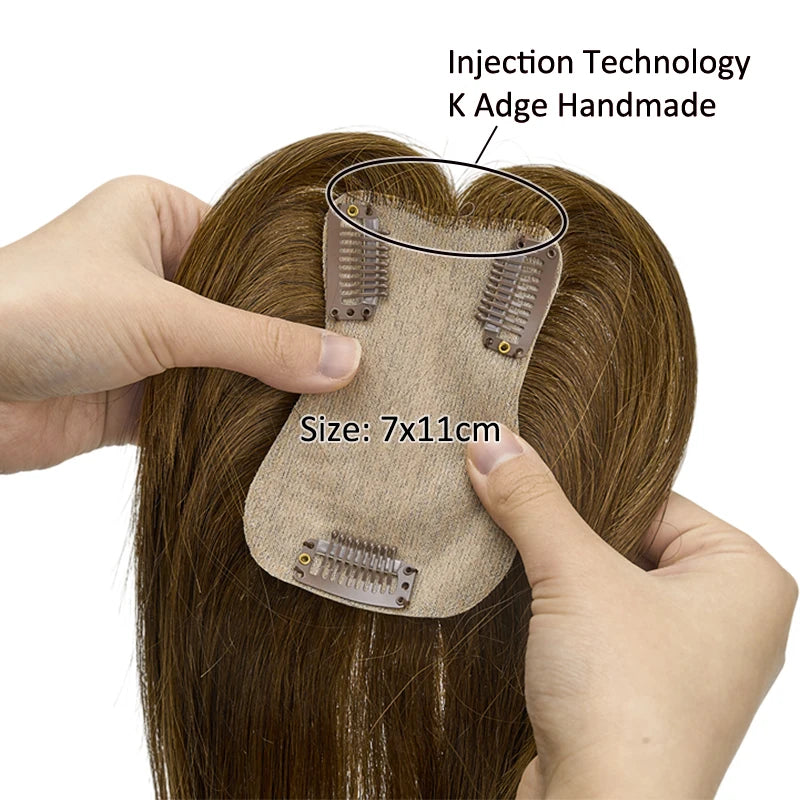 7x11cm Women Toupee Human Hair Wigs Straight Silk Base Women Topper Brazilian Real Natural Human Hair System Clip in Hairpiece