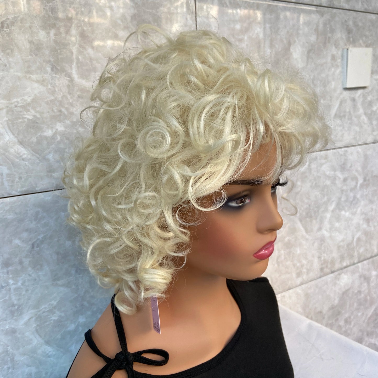 Fashiomag Short Fluffy Curly Hairstyle Blonde #613 Synthetic Hair Wigs Women Soft Natural Daily Use
