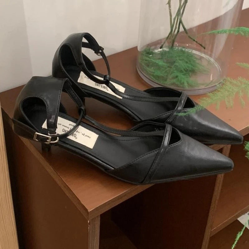 Fashion Pointed Toe Pumps Women Sandals Elegant Hollow Gold High Heels Ladies Footwear Summer New T-strap Sexy Office Women Shoe