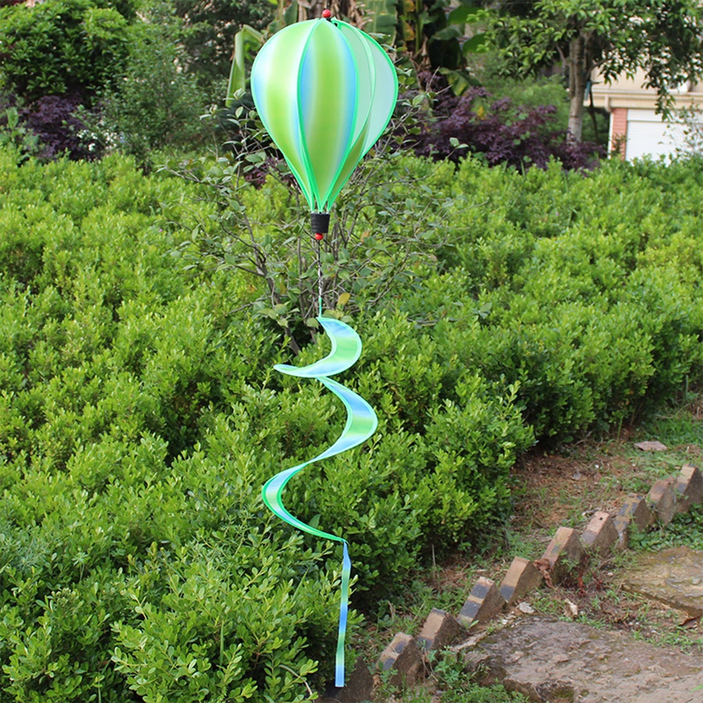 Wind Chimes Rainbow Hot Air Balloon Wind Spinner Rotating Sequin Windmill Wind Twister Hanging Decoration for Garden