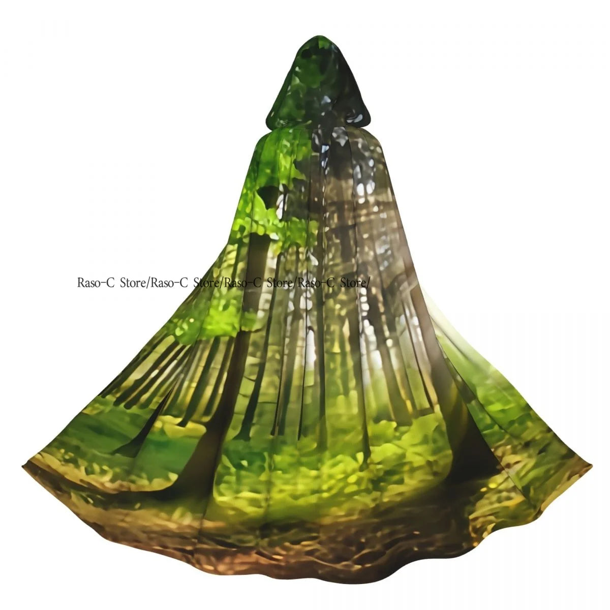 Unisex Adult Morning In The Forest Freshness Natural Environment Print Cloak with Hood Long Witch Costume Cosplay